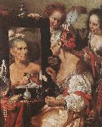 STROZZI, Bernardo Old Woman at the Mirror oil painting on canvas